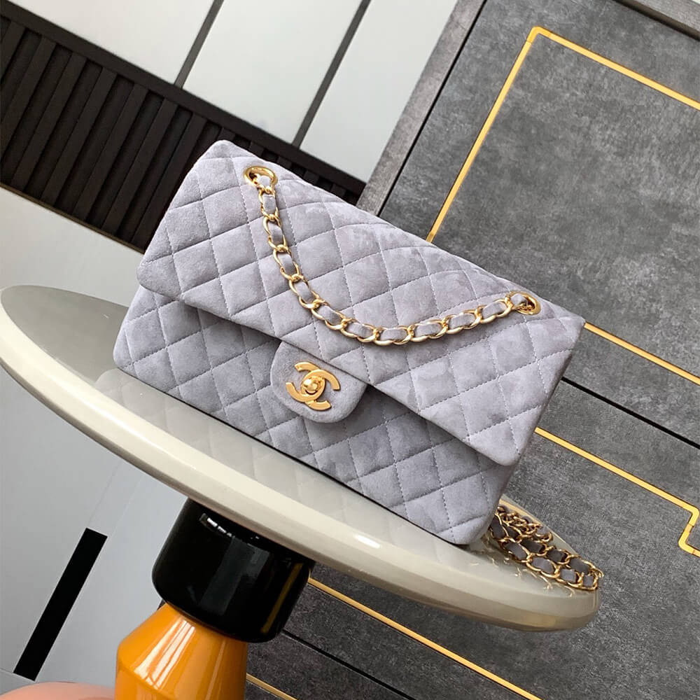 CHANEL Suede Classic Double Flap Handbag(HIGH-END GRADE)