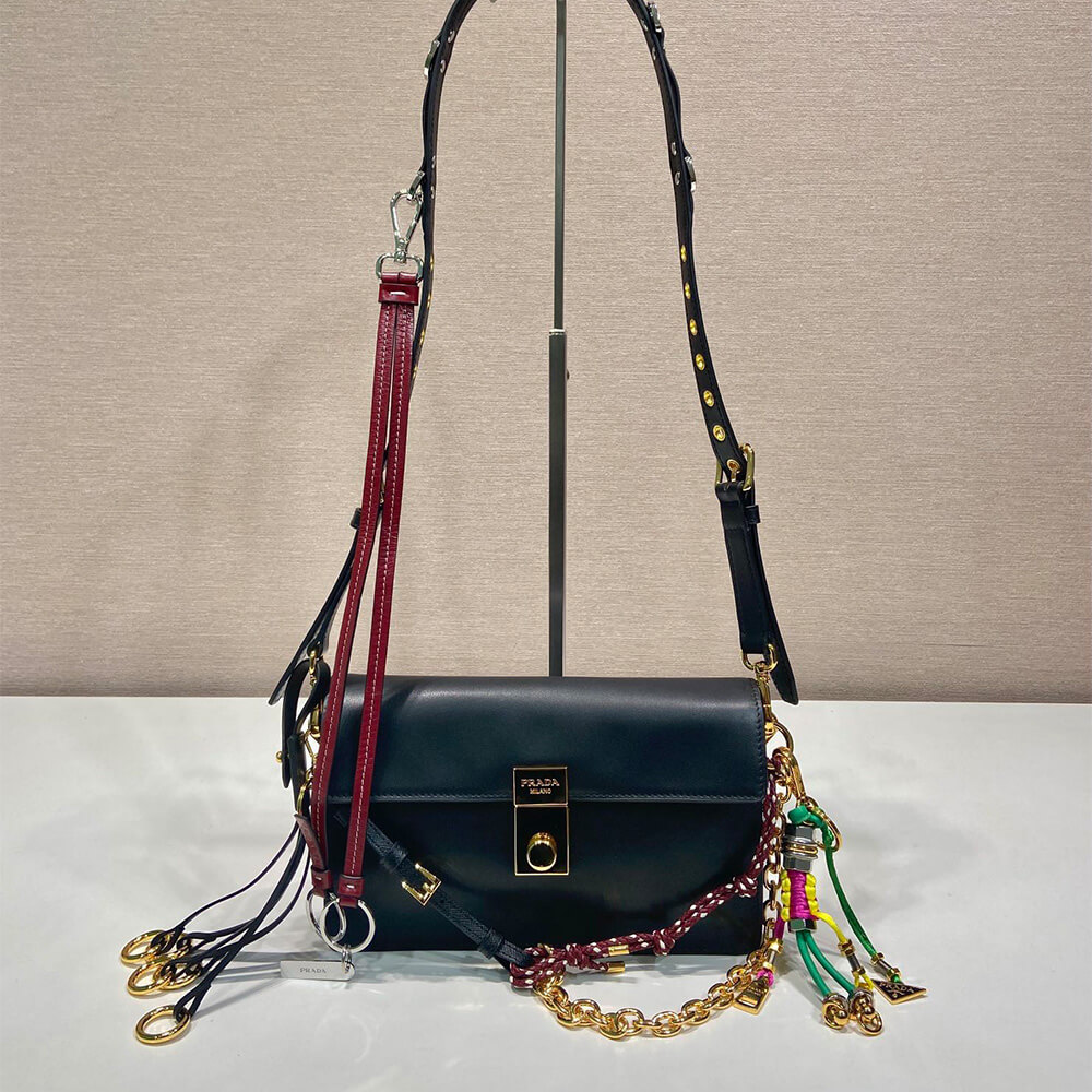 Prada Soft Sound small leather shoulder bag with charms(high-end grade)